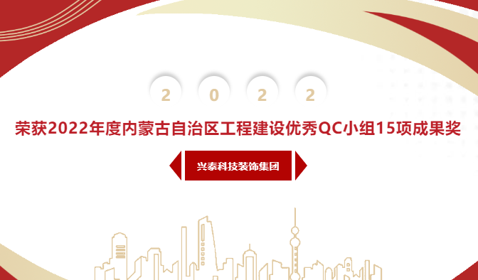 【科装头条】兴泰科技装饰集团荣获2022年度内蒙古自治区工程建设优秀QC小组15项成果奖